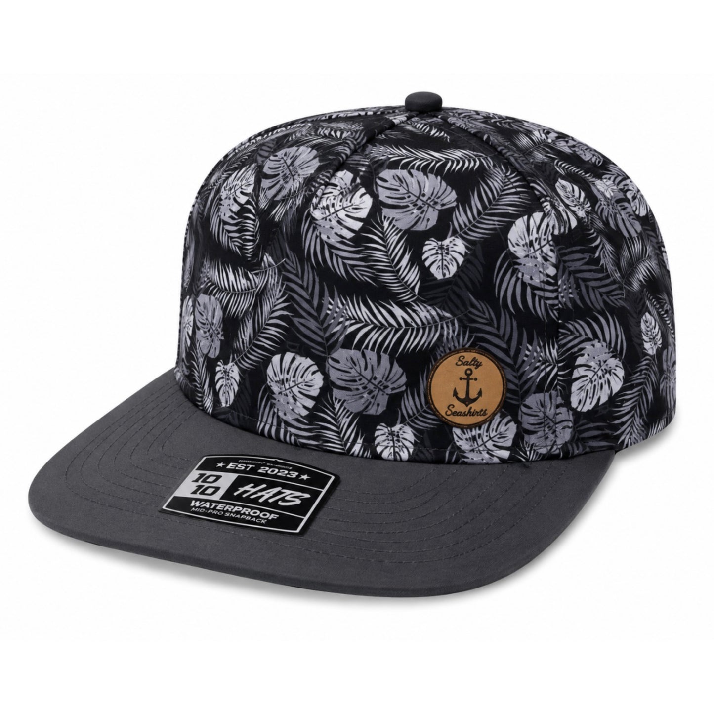 After Dark Palms Waterproof Snapback Hat – Salty Seashirts Leather Patch