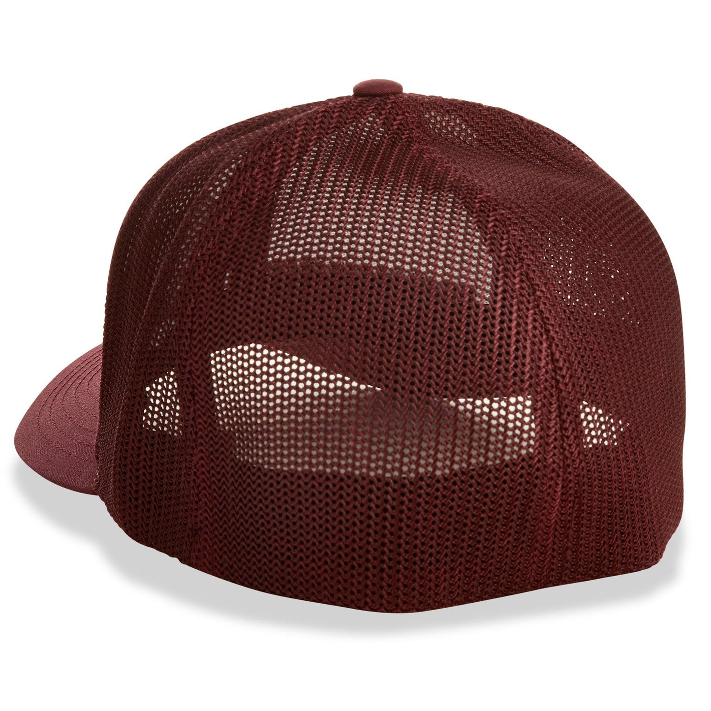 Dead Fish Hook maroon white brand patch trucker hat back
