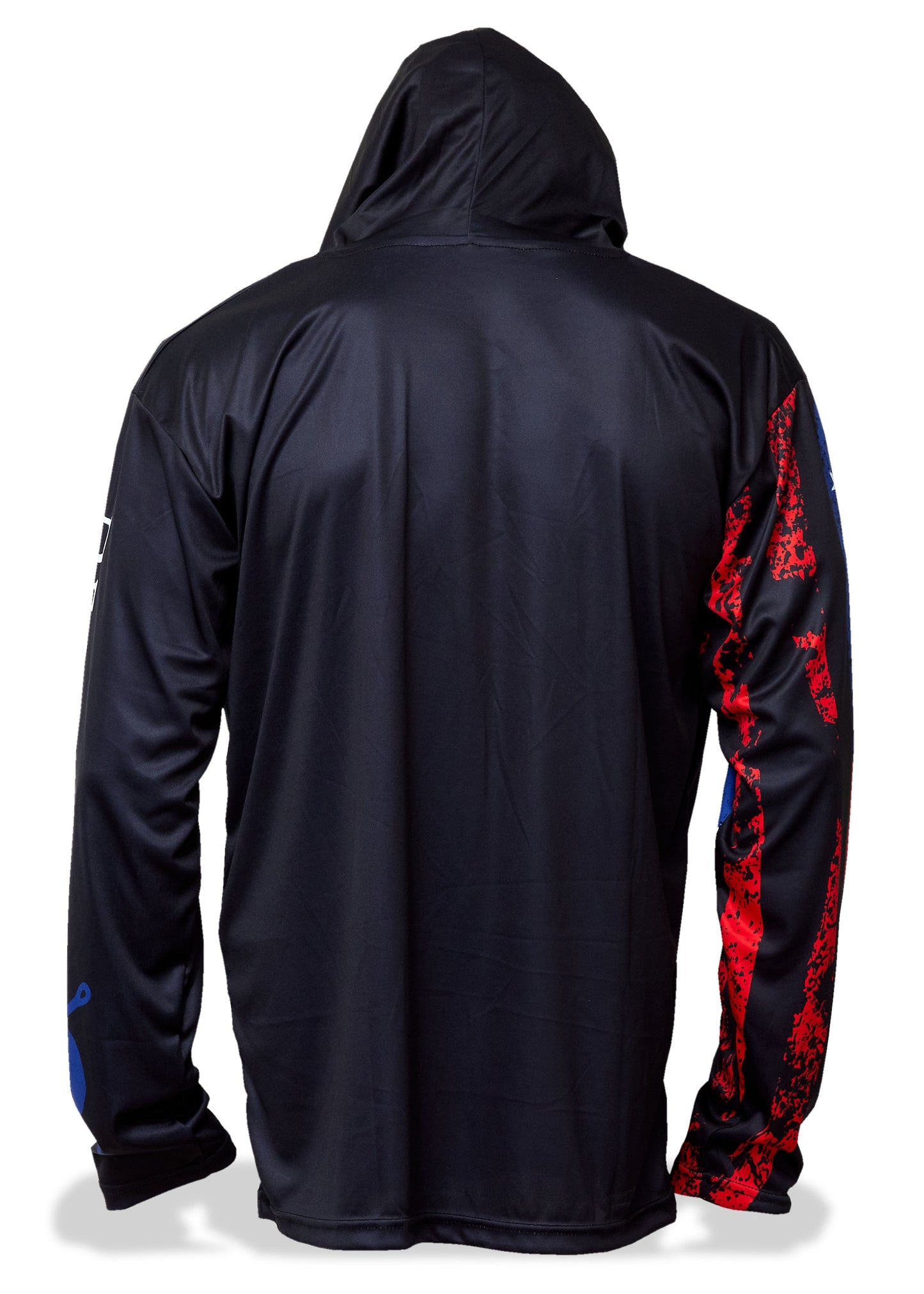 Dead Fish Hook patriotic long sleeve goodie in black back view
