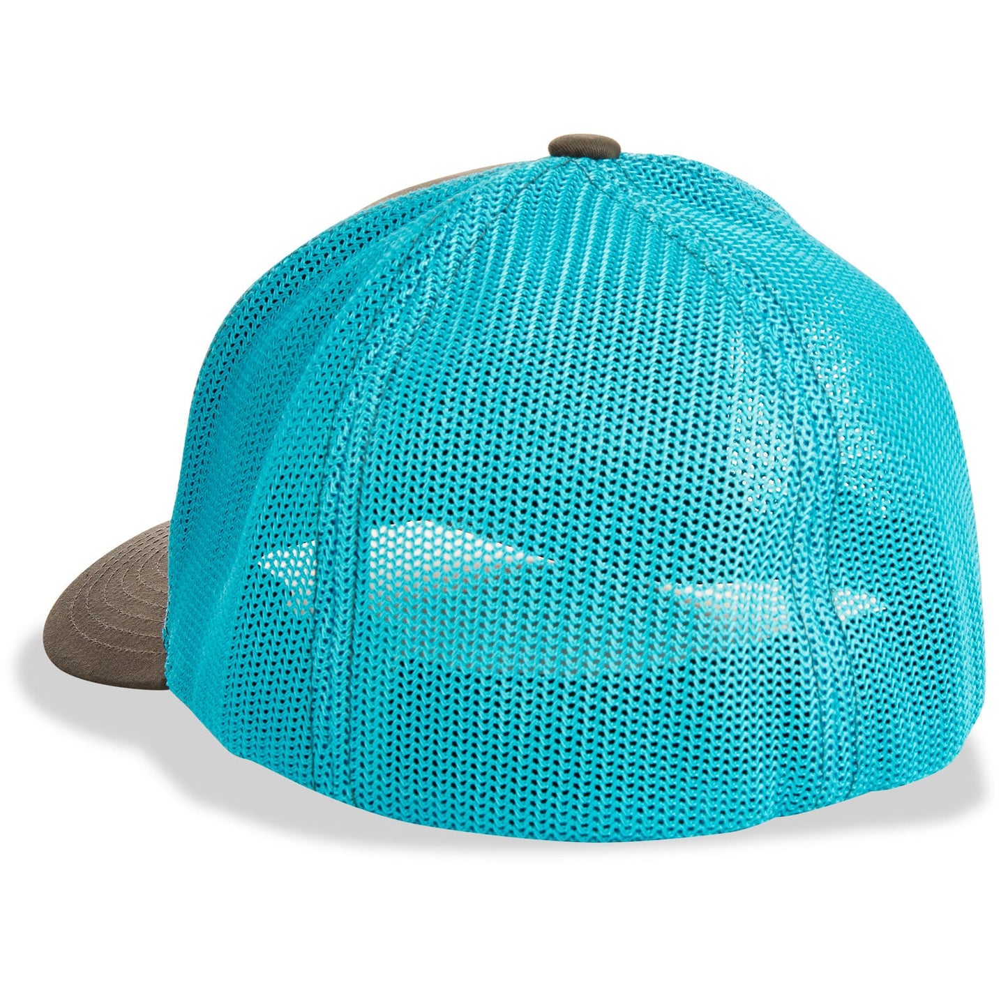 Dead Fish Hook teal grey brand patch trucker hat back