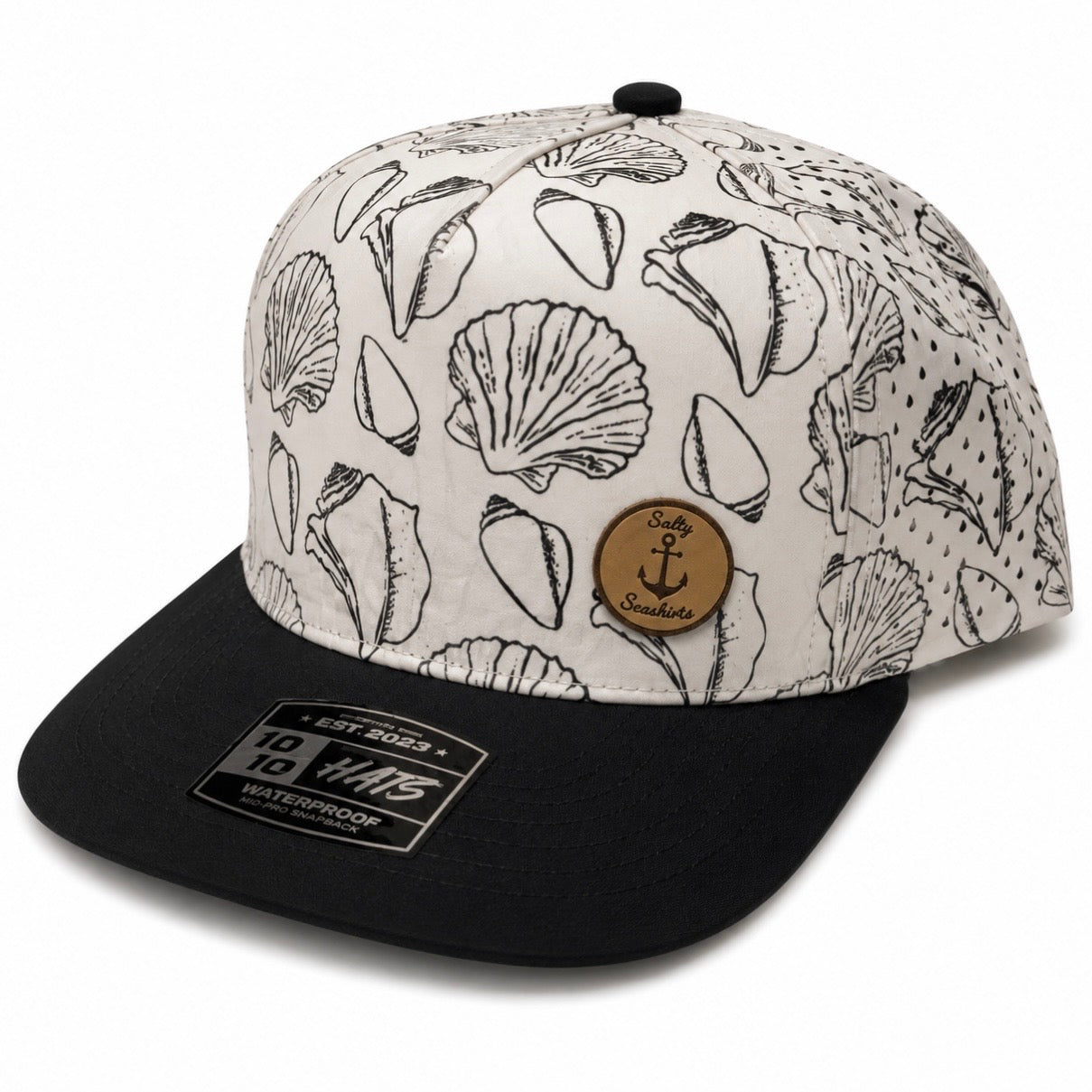 Shellbound Waterproof Snapback Hat – Salty Seashirts Leather Patch