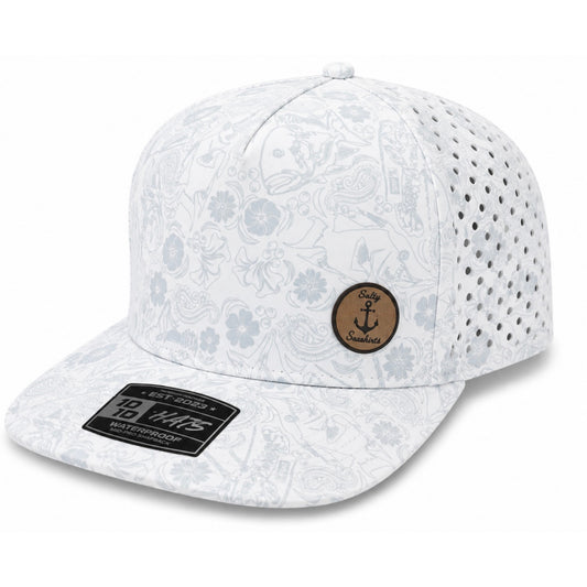 Saltwater Sketch Waterproof Snapback Hat – Salty Seashirts Leather Patch