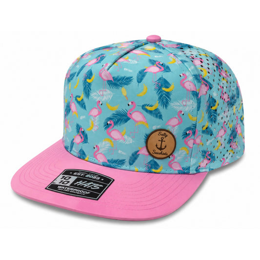 Flamingo Drift Waterproof Snapback Hat – Salty Seashirts Leather Patch