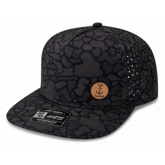 Midnight Camo Waterproof Snapback Hat – Salty Seashirts Leather Patch