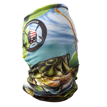 Dead Fish Hook bass gator neck gaiter over face