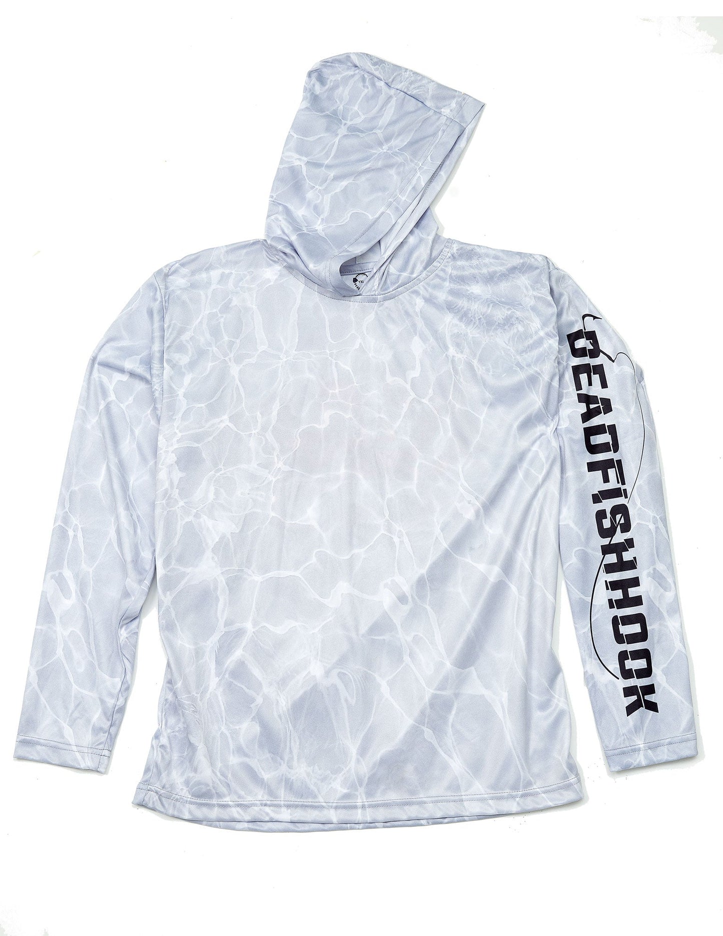 water marked white hoodie long sleeve performance shirt front view 