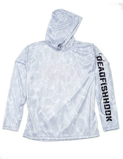 water marked white hoodie long sleeve performance shirt front view 