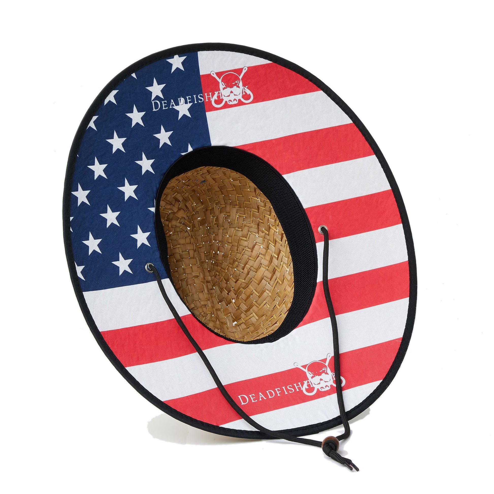 Dead Fish Hook fish bone straw hat american flag bottom view