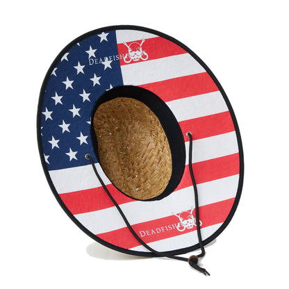 Dead Fish Hook fish bone straw hat american flag bottom view
