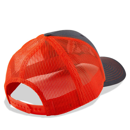 Dead Fish Hook orange and grey patriotic logo Florida trucker hat with red details back