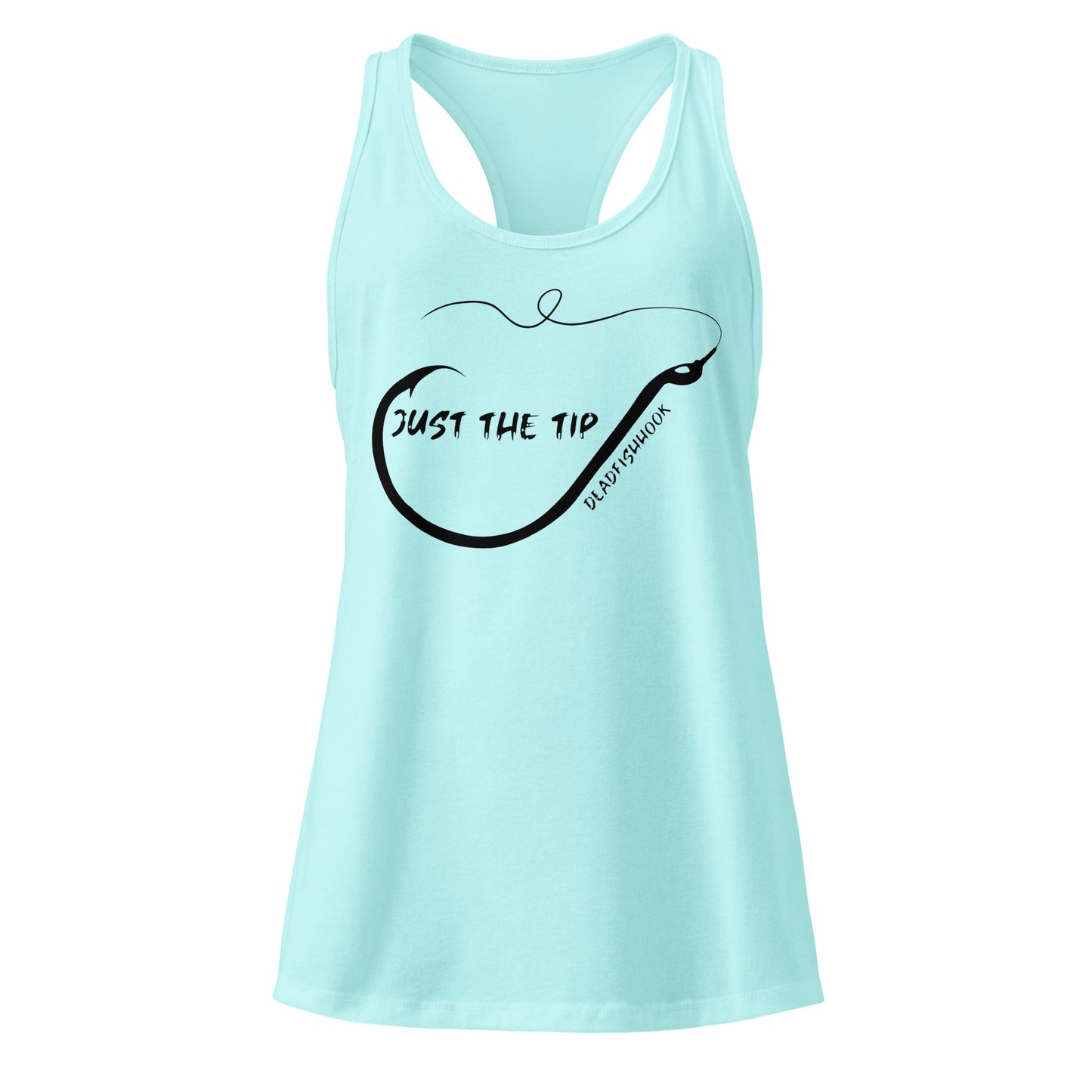 Light blue tank top with just the tip logo deadfishhook